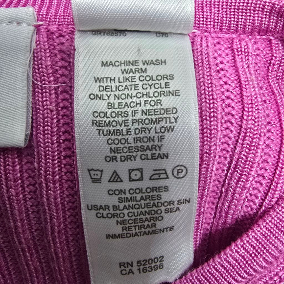 Women's Liz Claiborne Petite Pink Ribbed Crew Neck Sweater LP - Picture 7 of 7